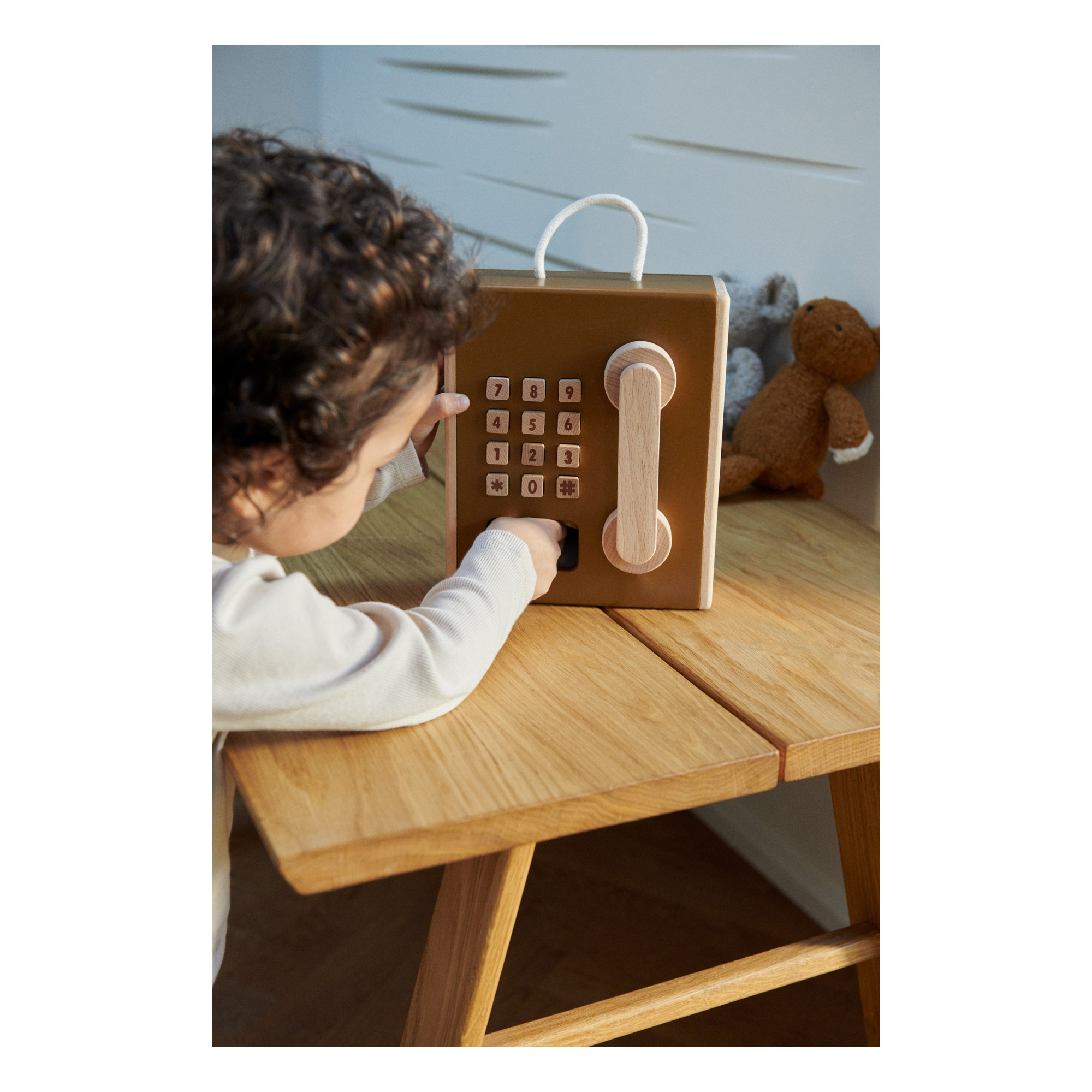 Liewood Rufus Coin Telephone gioco infilo legno blu 12 mesi+
