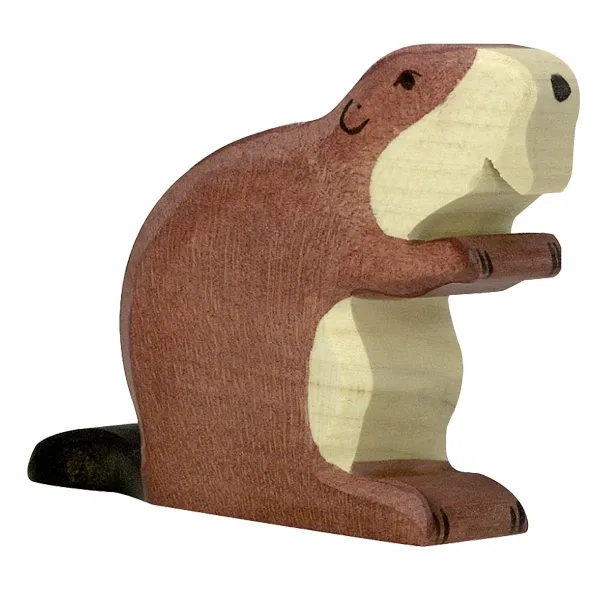 Holztiger Castoro figura in legno dipinta a mano