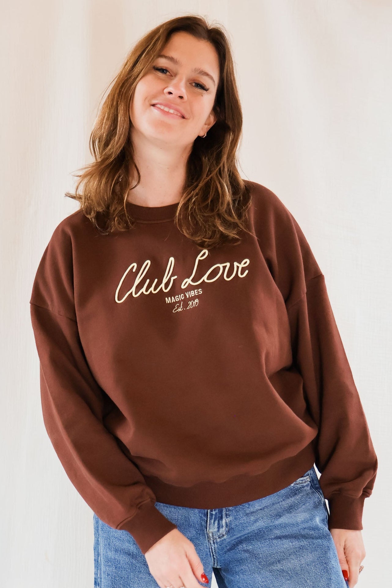 Ella and Rapha Club Love felpa marrone loose fit cotone