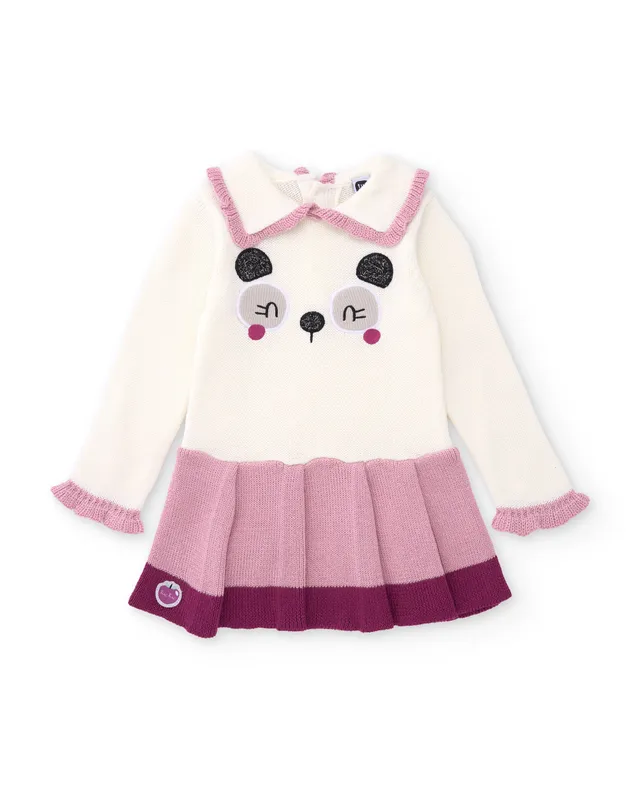 Tuc Tuc NY Fun vestito maglia bimba ecru panda