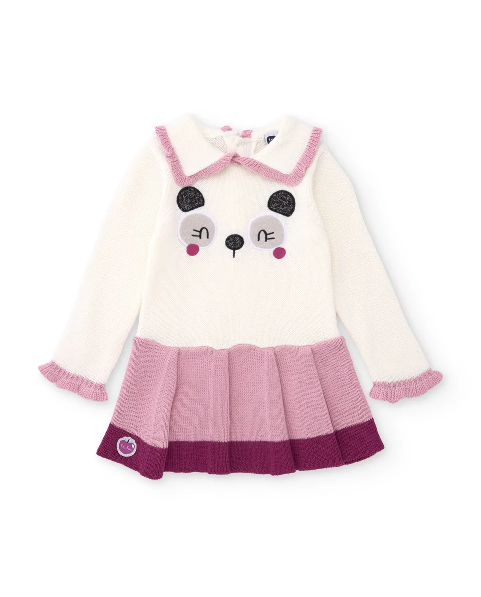 Tuc Tuc NY Fun vestito maglia bimba ecru panda