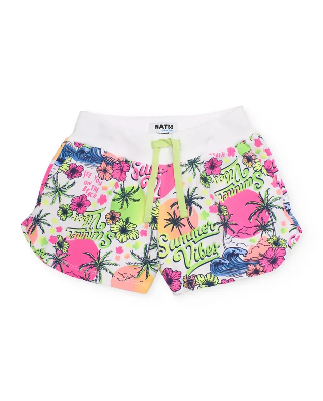 Tuc tuc shorts bambina rosa stampa tropicale