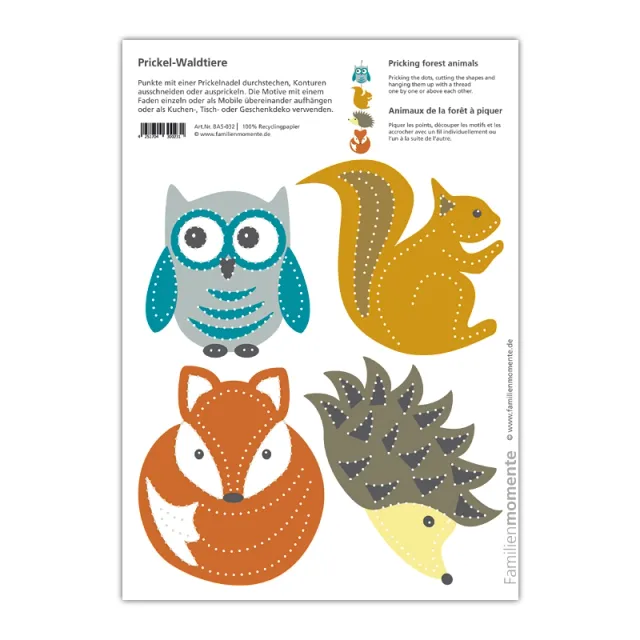 Cartolina A5 da punzonare Animali del Bosco carta