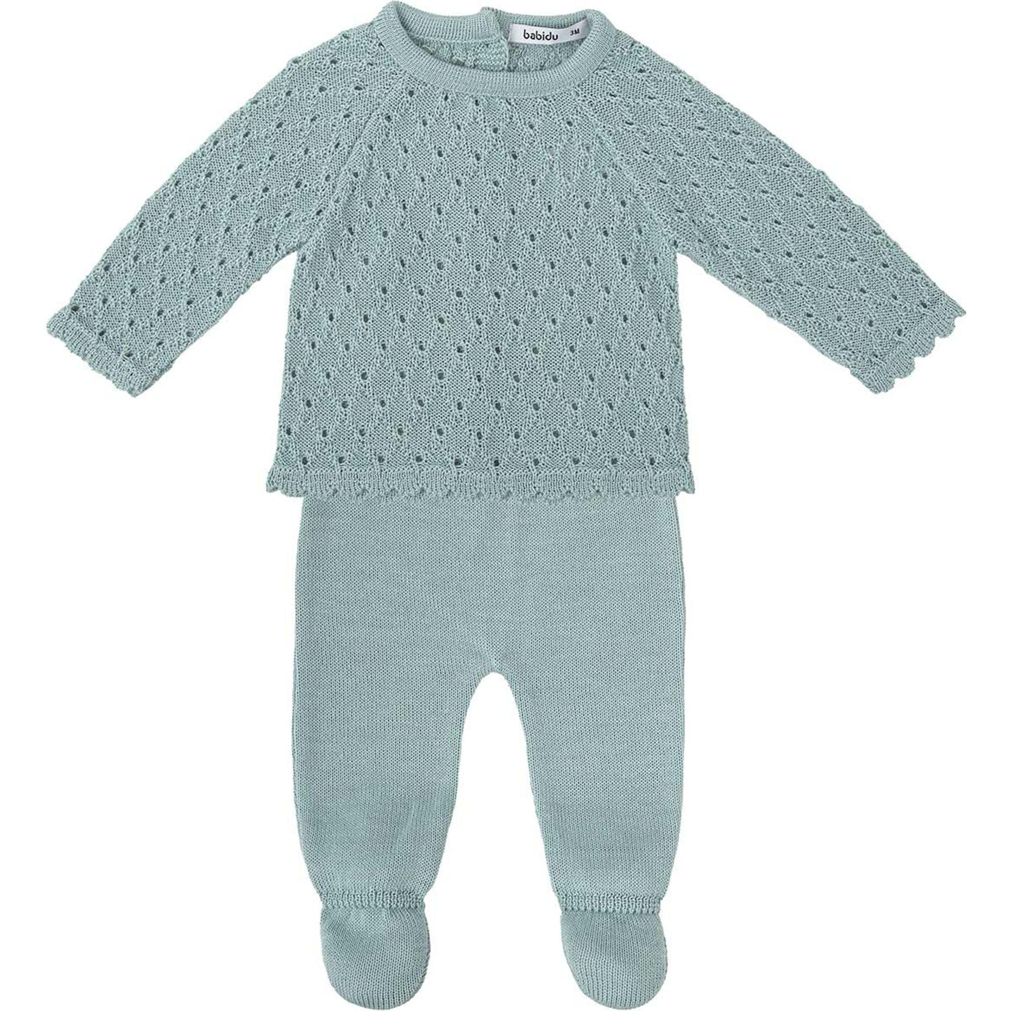 Babidu completo neonato maglia traforata e ghettina 6 mesi