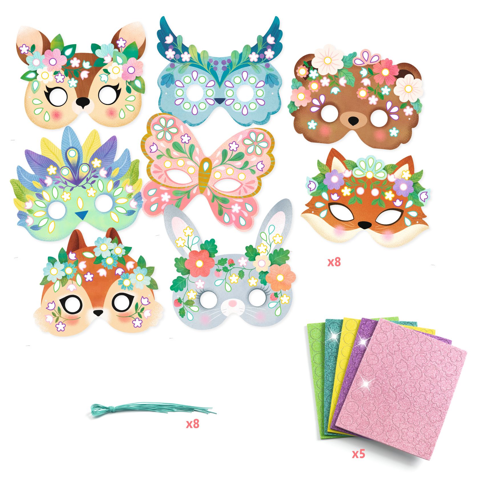 Djeco Do It Yourself Forest Animals kit maschere 8 pz
