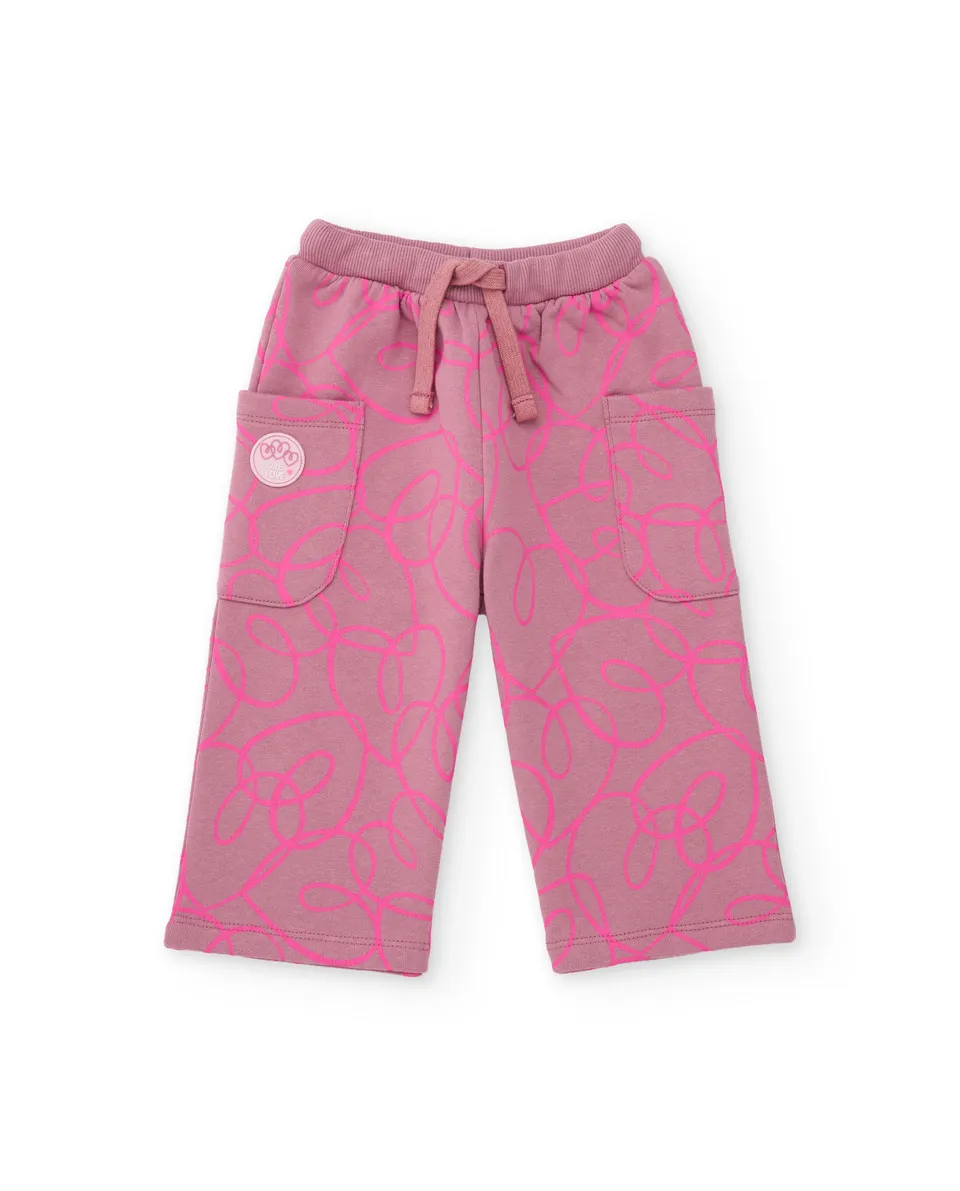 Tuc Tuc Pantaloni Felpa Bambina Rosa Nastri Felpati