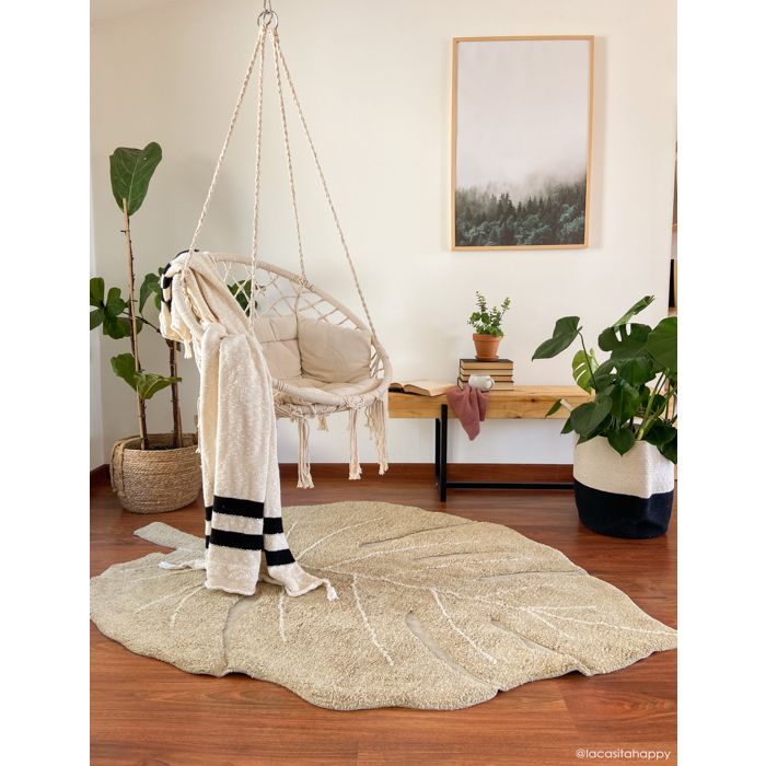 Lorena Canals Monstera Olive tappeto foglia 120x180 cm lavabile
