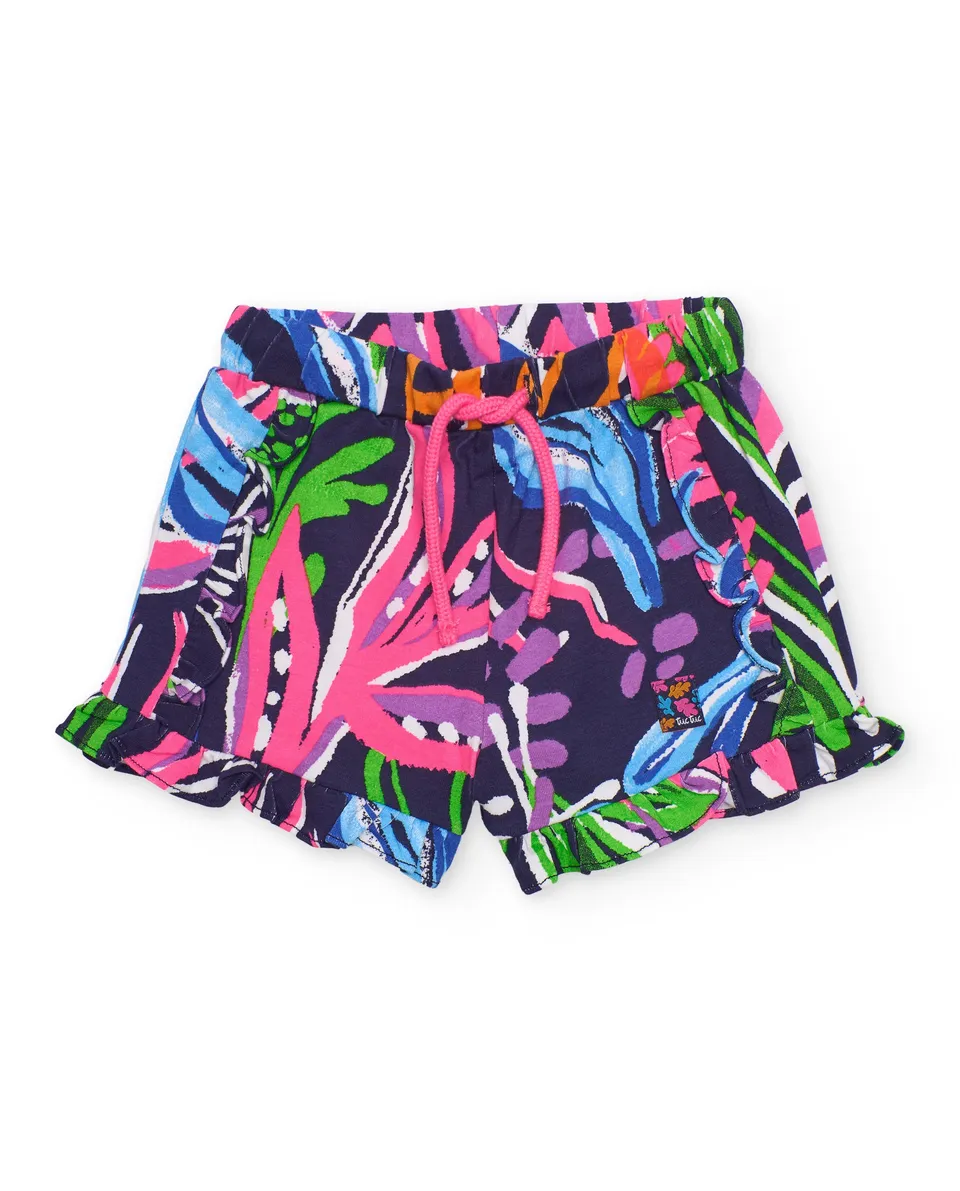 Tuc Tuc pantaloncini bambina blu marino stampa mare