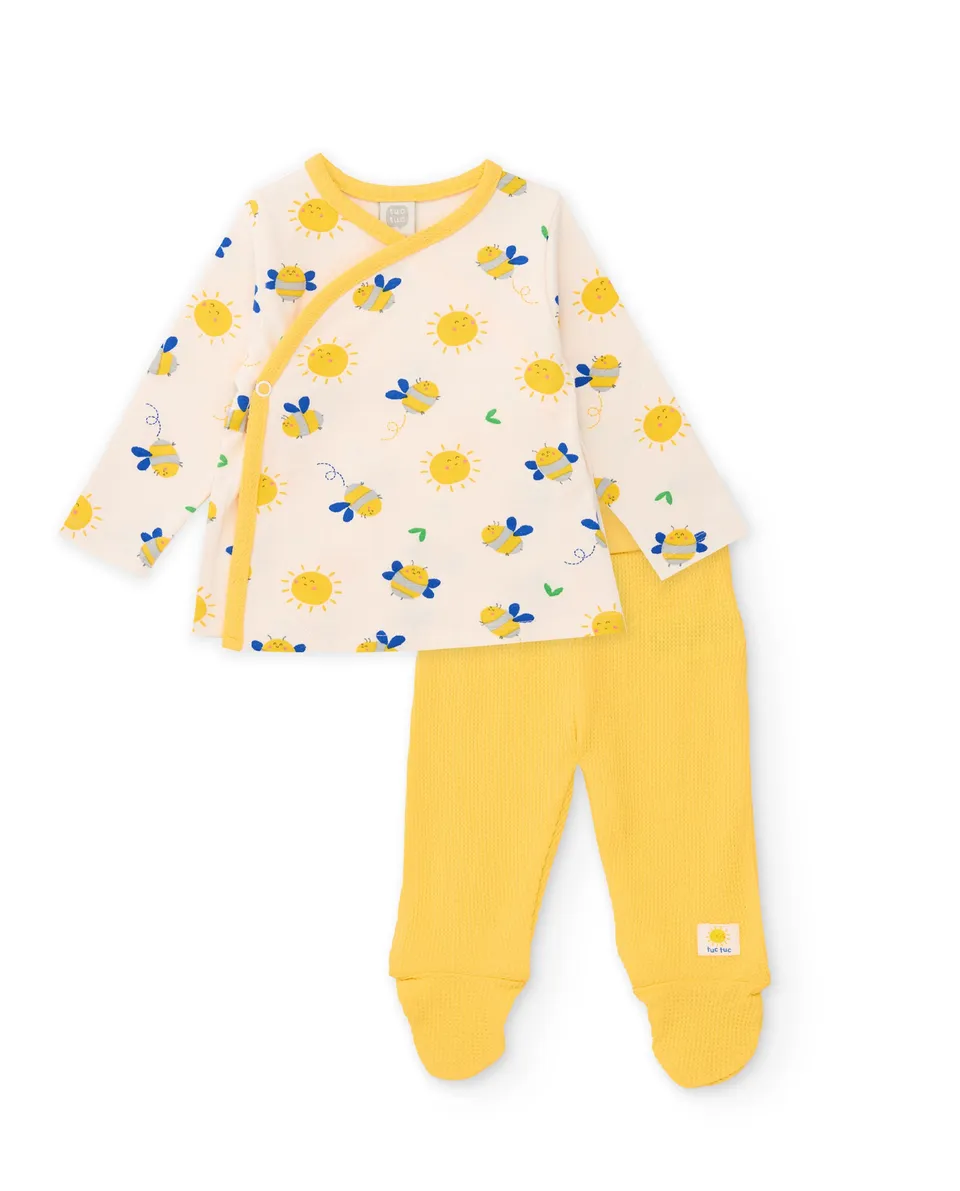 Tuc tuc completo neonato giallo sole ape maglina 0-6 mesi