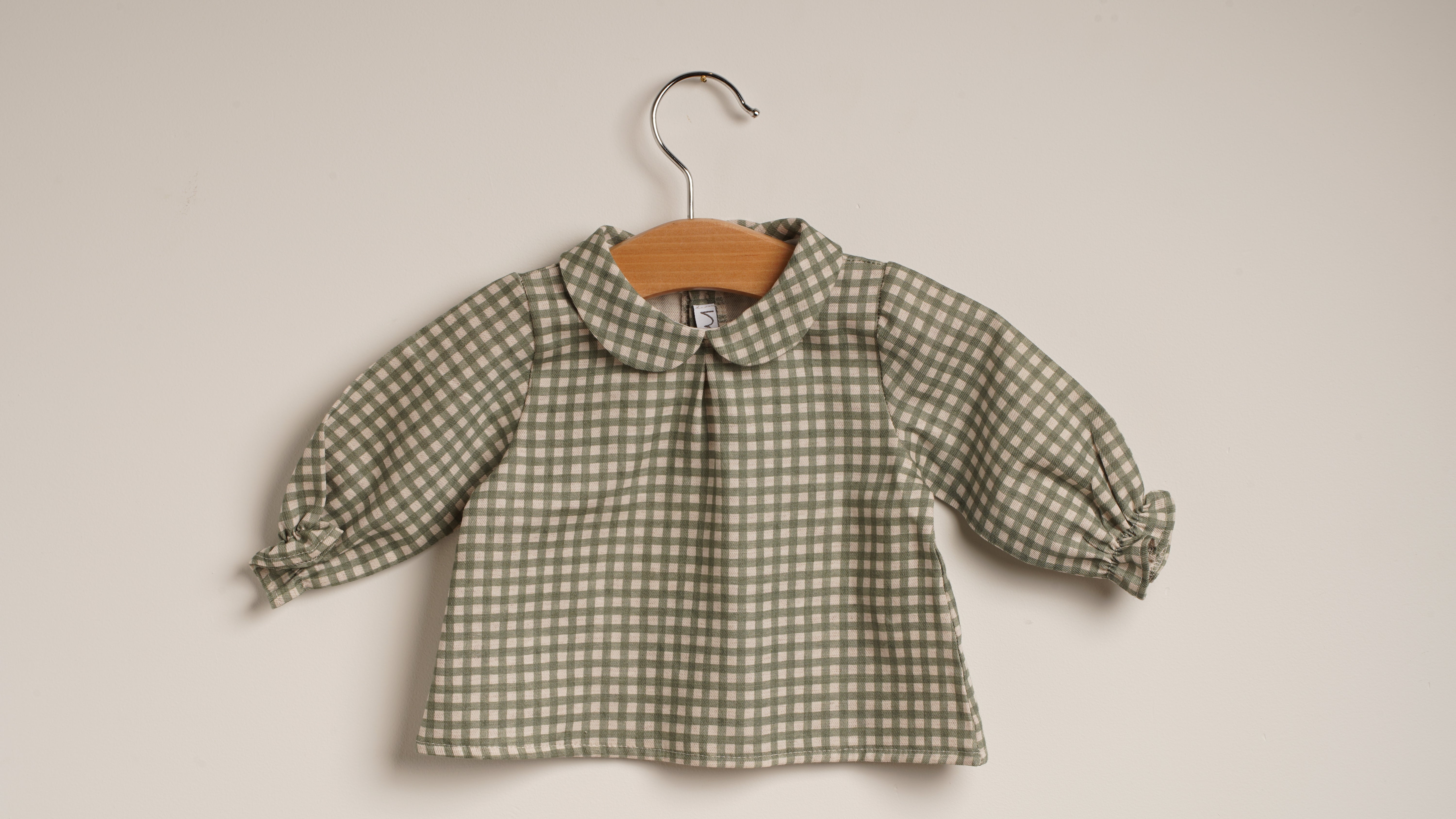 Mebi Vichy camicia neonato verde quadretti cotone