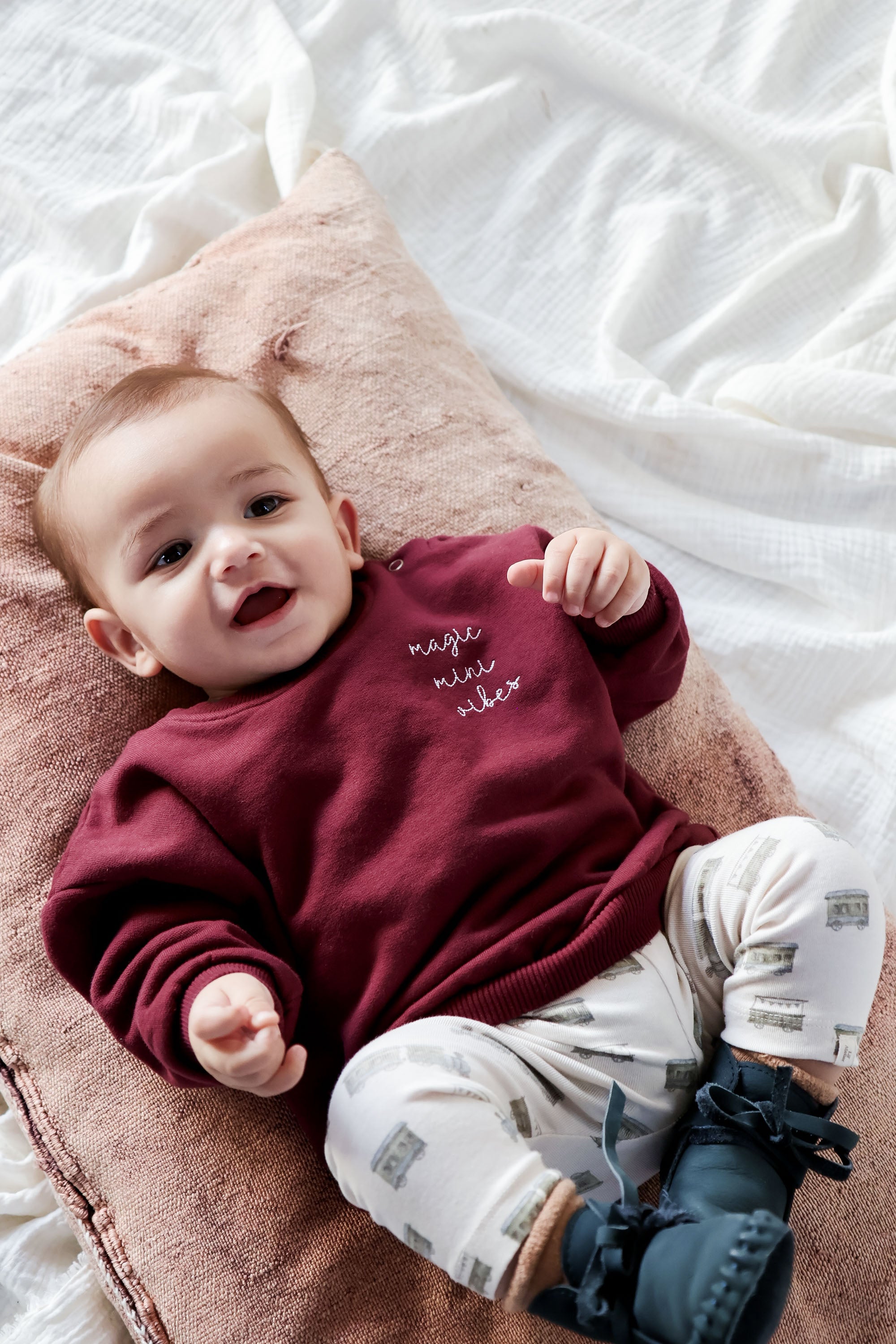 Ella and Rapha MINI felpa bambino bordeaux cotone morbido