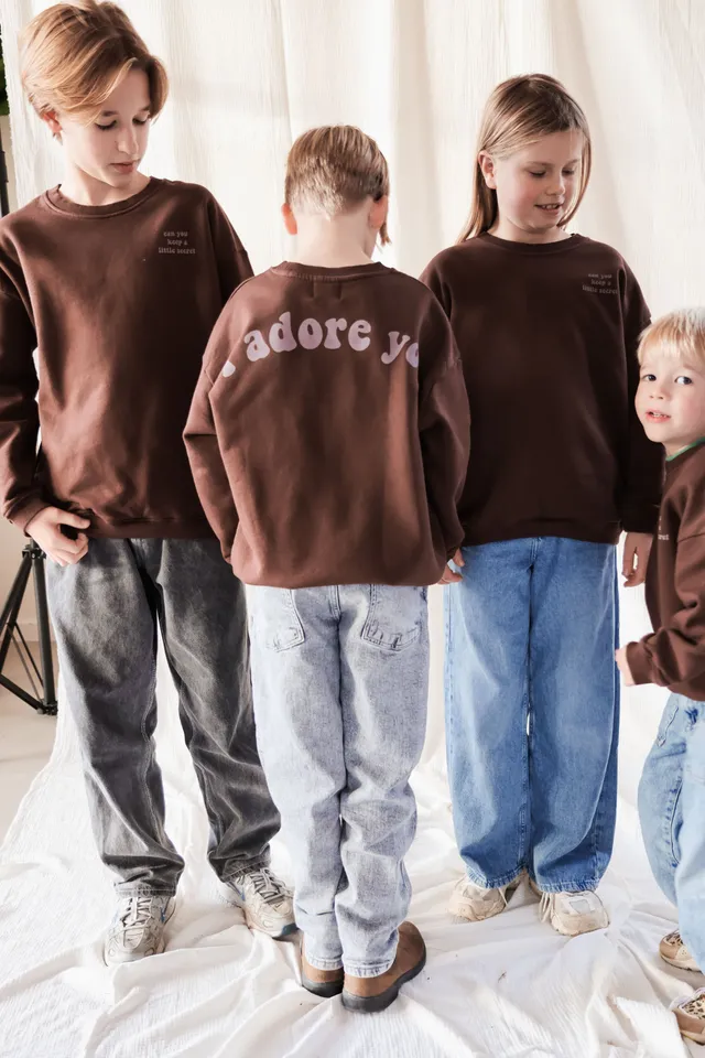 Ella and Rapha I Adore You felpa marrone loose fit bimbi