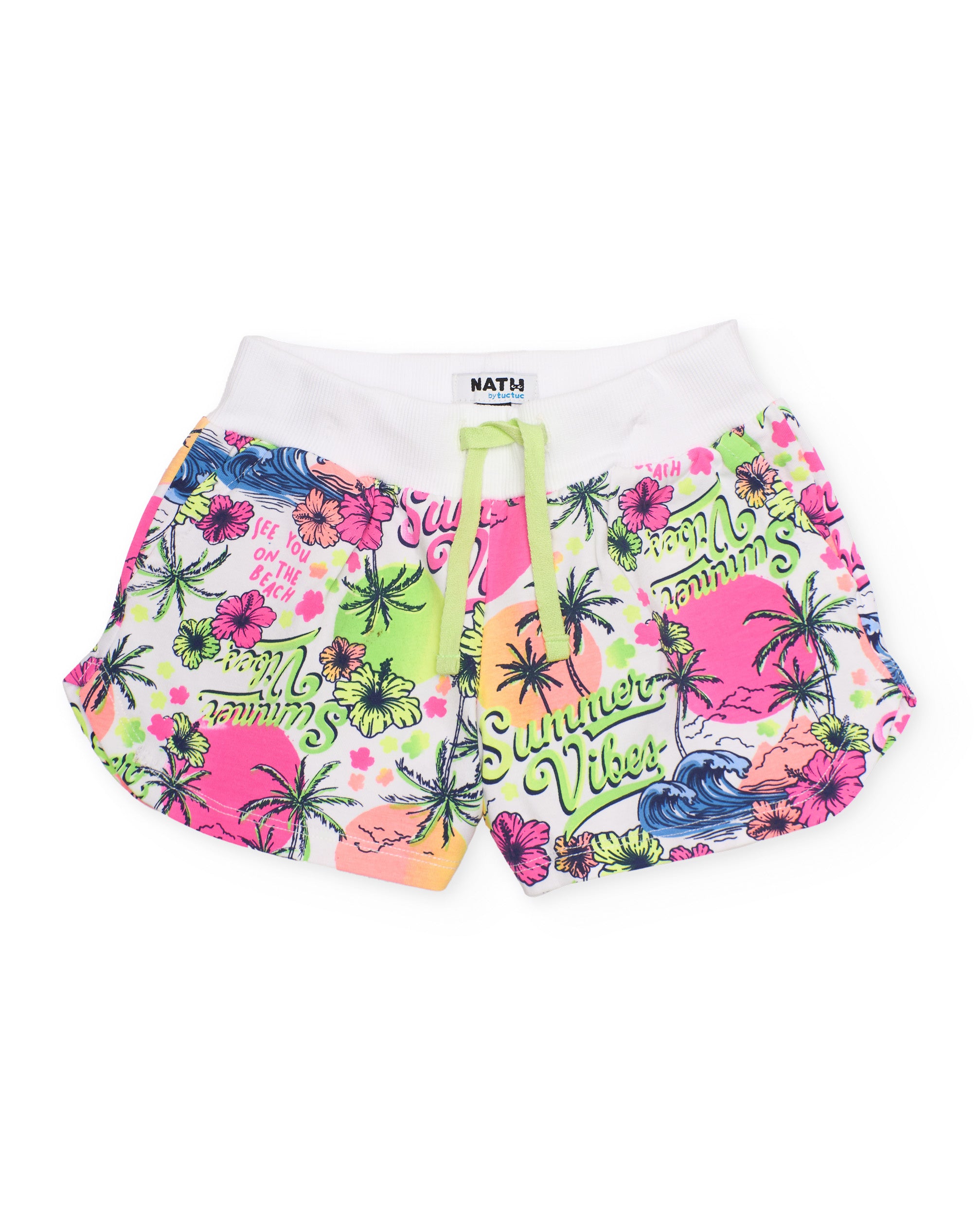 Tuc tuc shorts bambina rosa stampa tropicale
