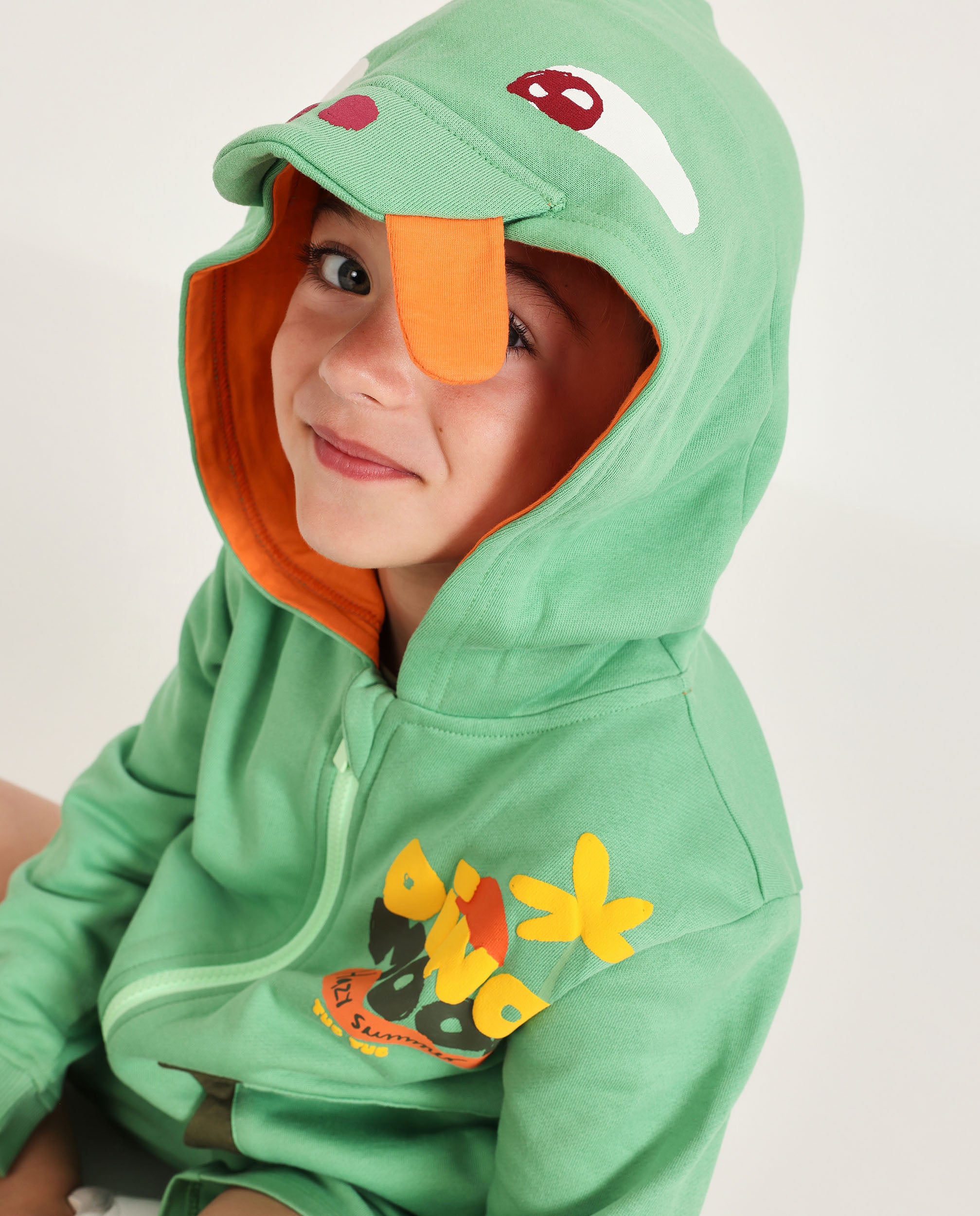Tuc Tuc tuta bambino dinosauro verde felpa