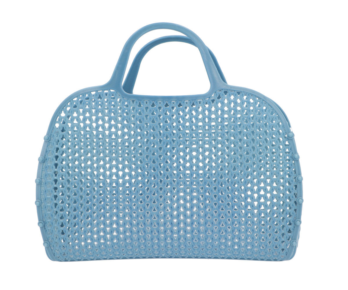 Monnëka Retro Vintage borsa spiaggia bimbo blu rete