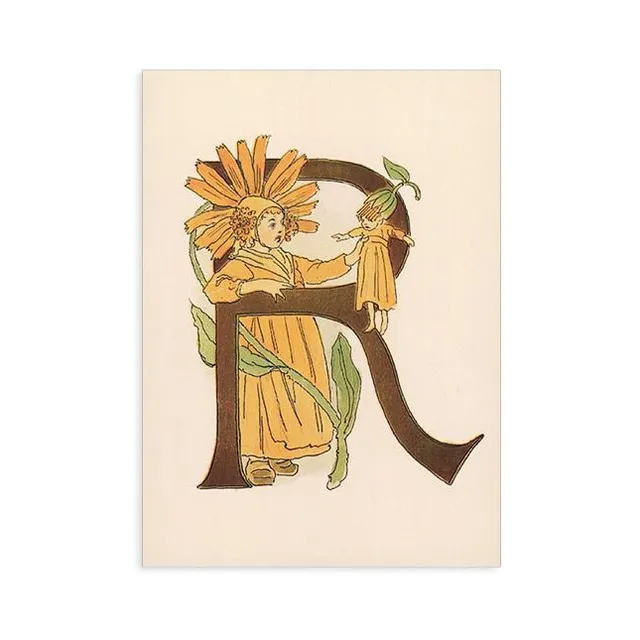 Ottilia Adelborg Alfabeto fiorito cartolina lettera R