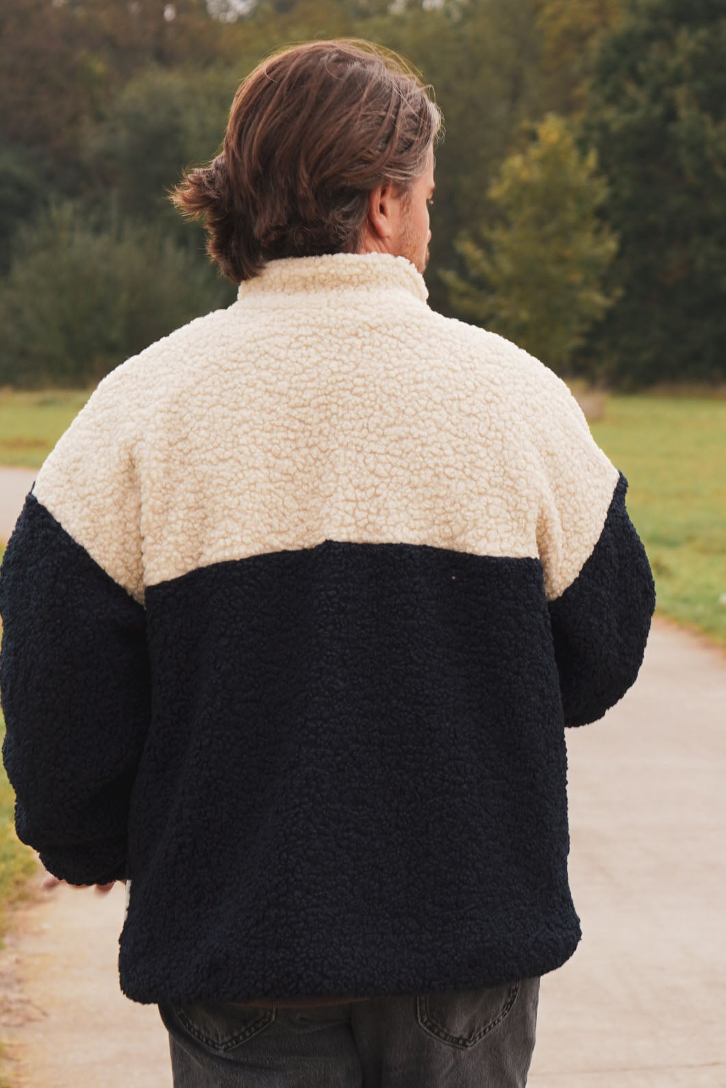 Ella and Rapha Teddy giacca uomo beige navy loose fit