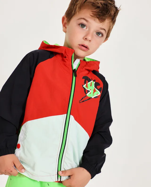 Tuc Tuc giacca bimbo rossa color block con cappuccio