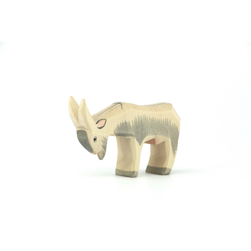 Ostheimer Capra Testa Bassa figura legno 6 cm dipinta a mano