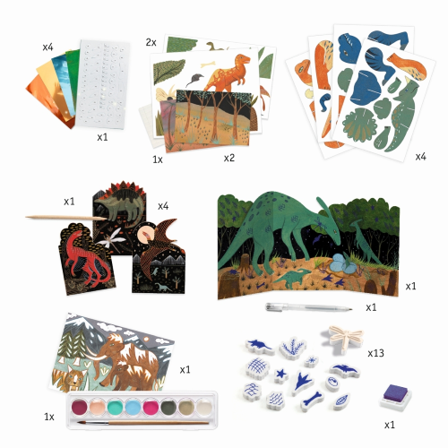 Djeco Dino set creativo multiattività 6 attività dai 6 anni