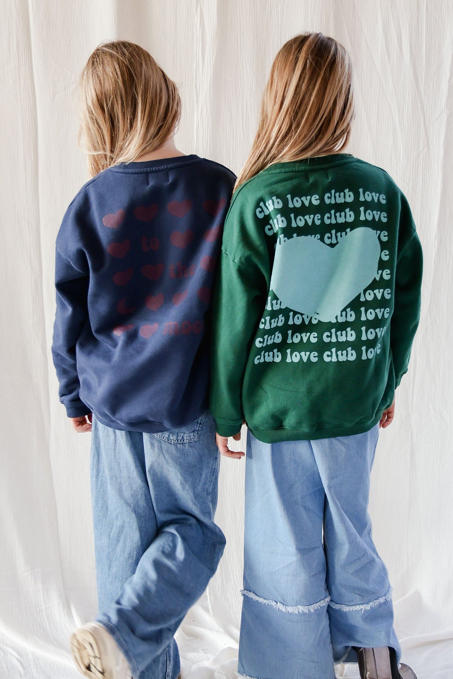Ella and Rapha To the Moon Hearts felpa bambina blu