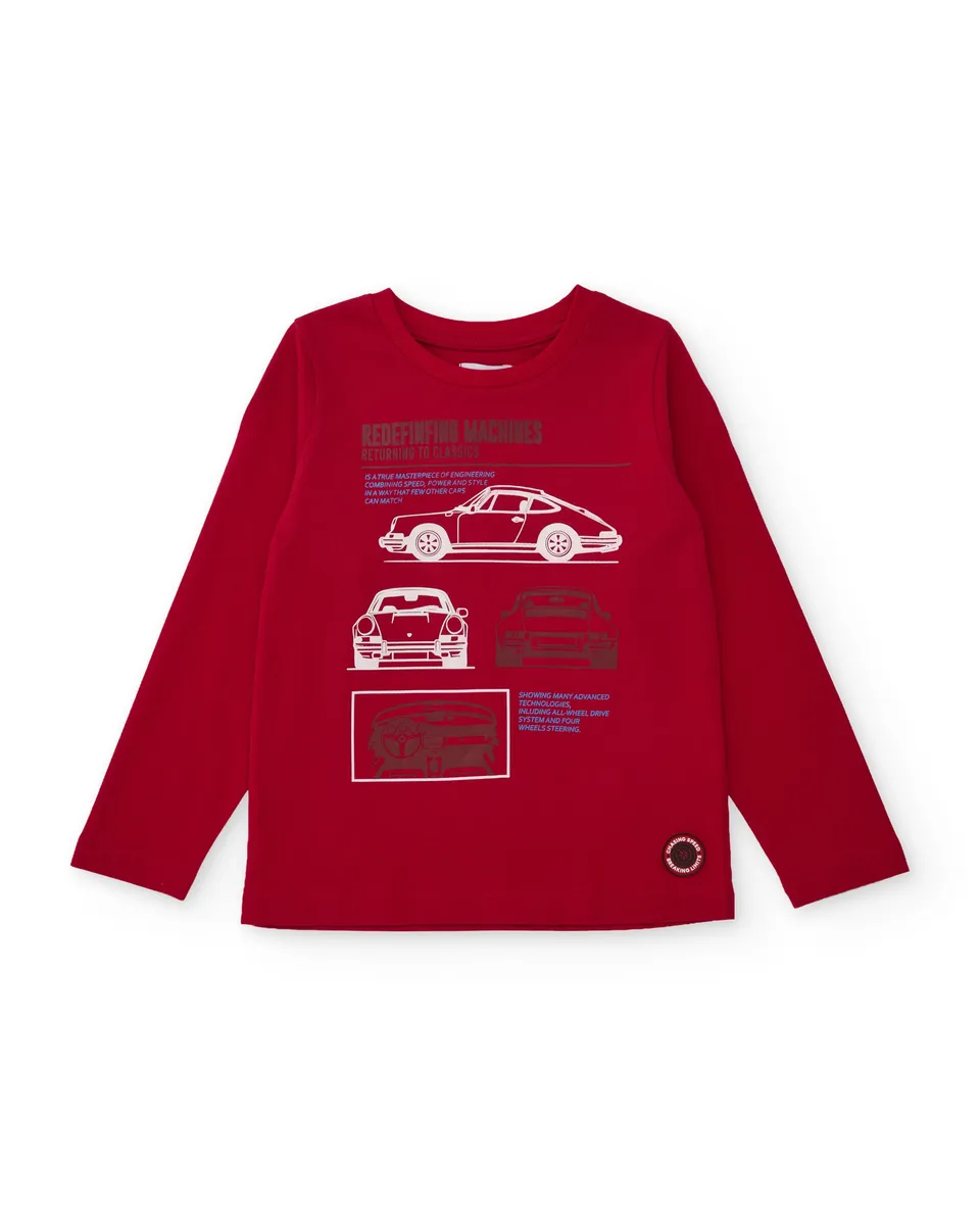 Tuc Tuc maglia bimbo rossa manica lunga auto