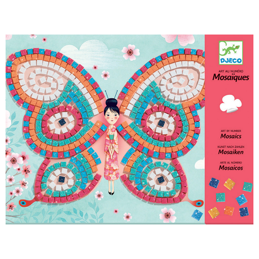 Djeco Mosaico Farfalle set artistico 2 farfalle metallizzate