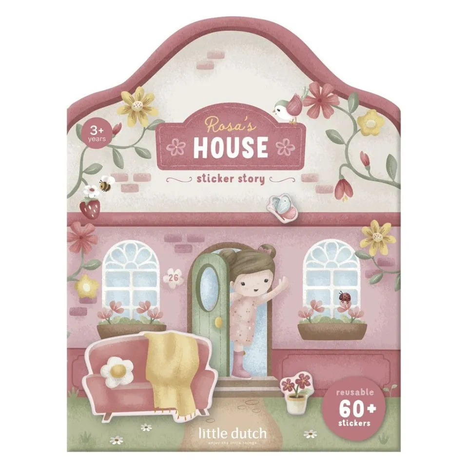 Little Dutch Rosa libro sticker riutilizzabili casa