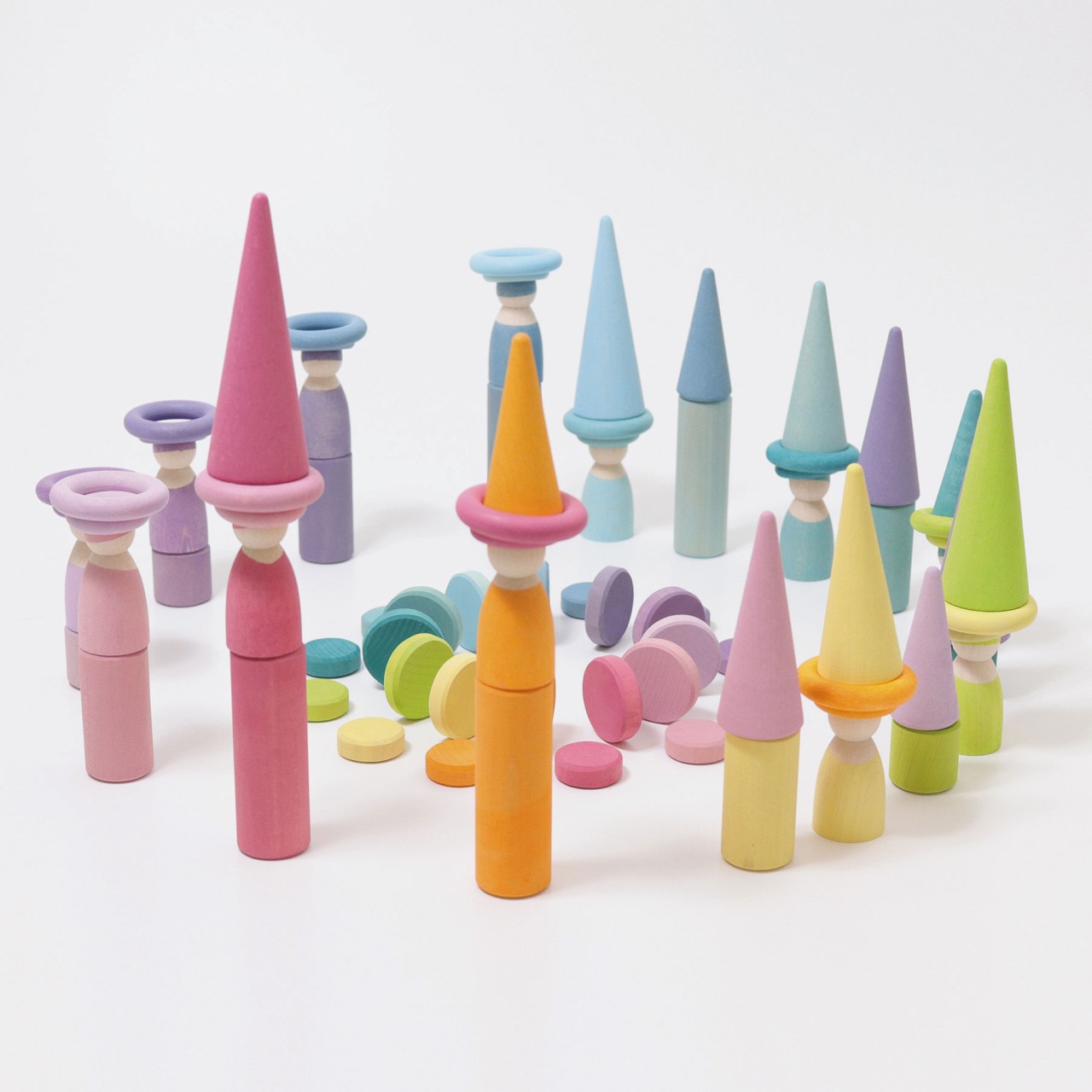 Grimm's Rainbow Pastel Wooden Coins monete legno 24 pz