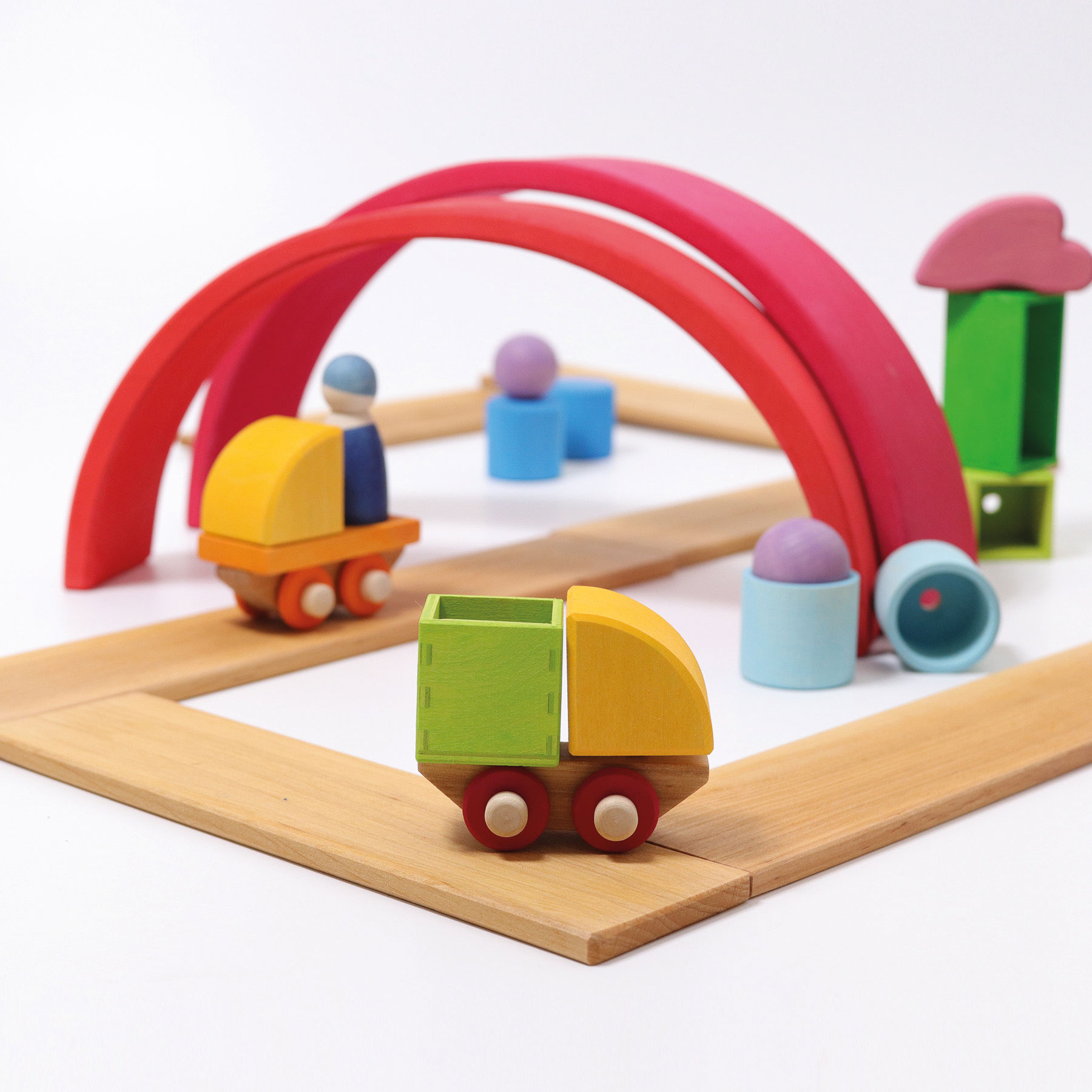 Grimm's trenino set costruzione legno 17 pezzi naturale