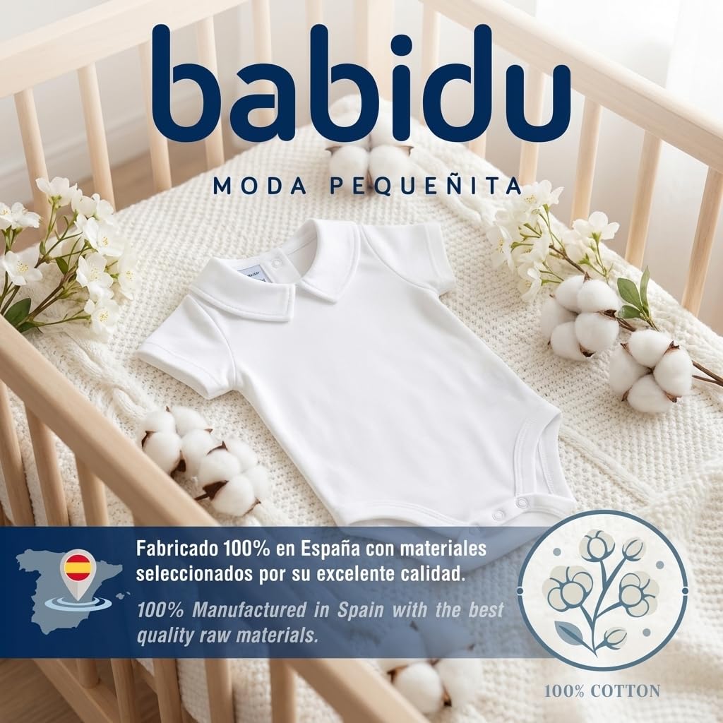 Babidu Body Manica Corta Collo Polo 6-9 Mesi Bianco