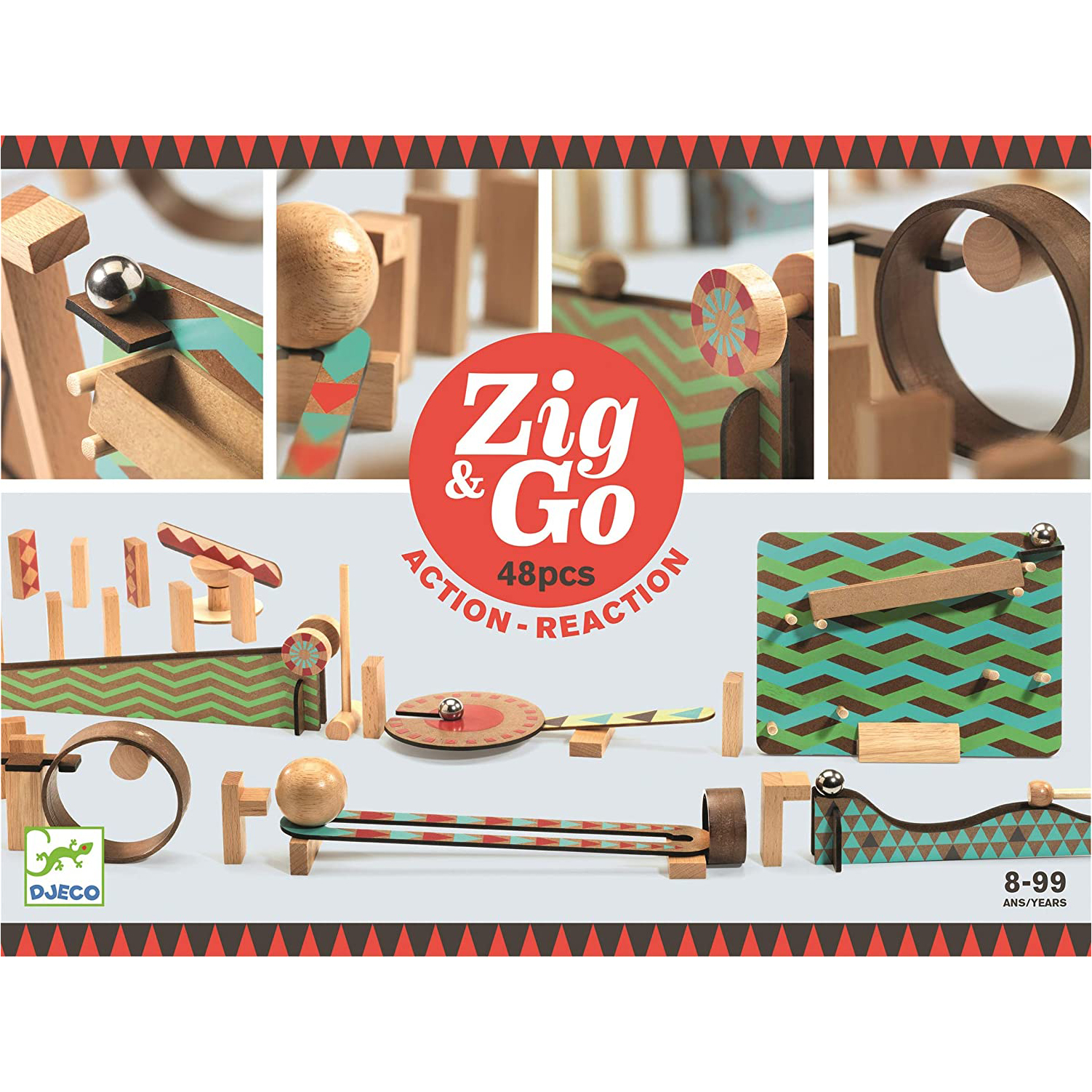 Djeco Zig & Go Wroom pista biglie legno 48 pezzi