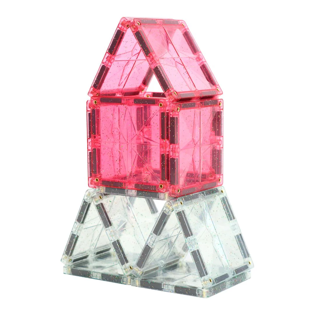 Cleverclixx Glitter Tiles 16 pezzi costruzioni magnetiche rosa