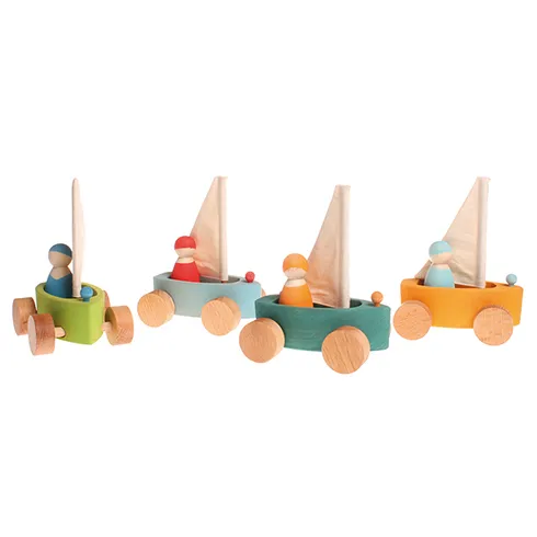 Grimm's barchette legno con ruote set 4 pezzi