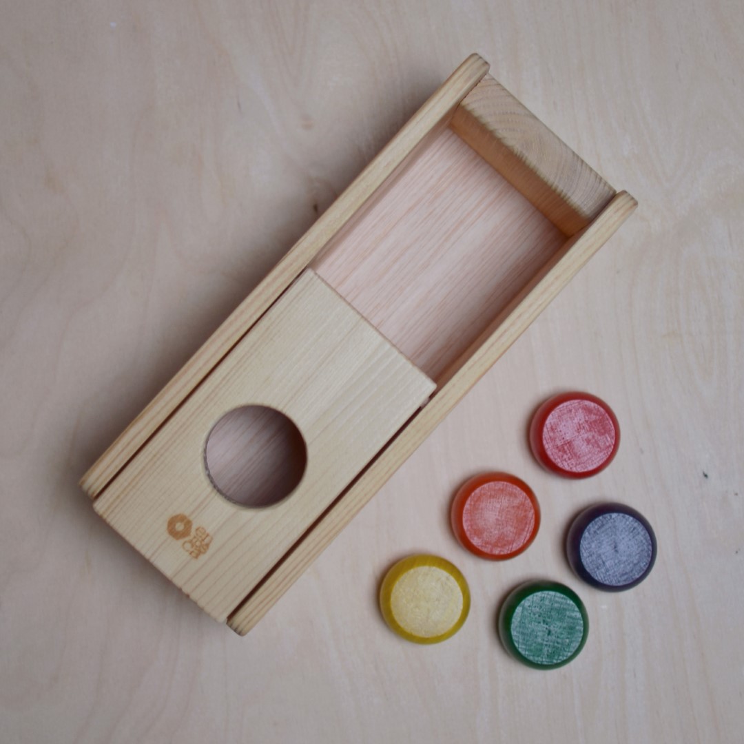 Enrosca Montessori scatola imbucare legno 12 mesi