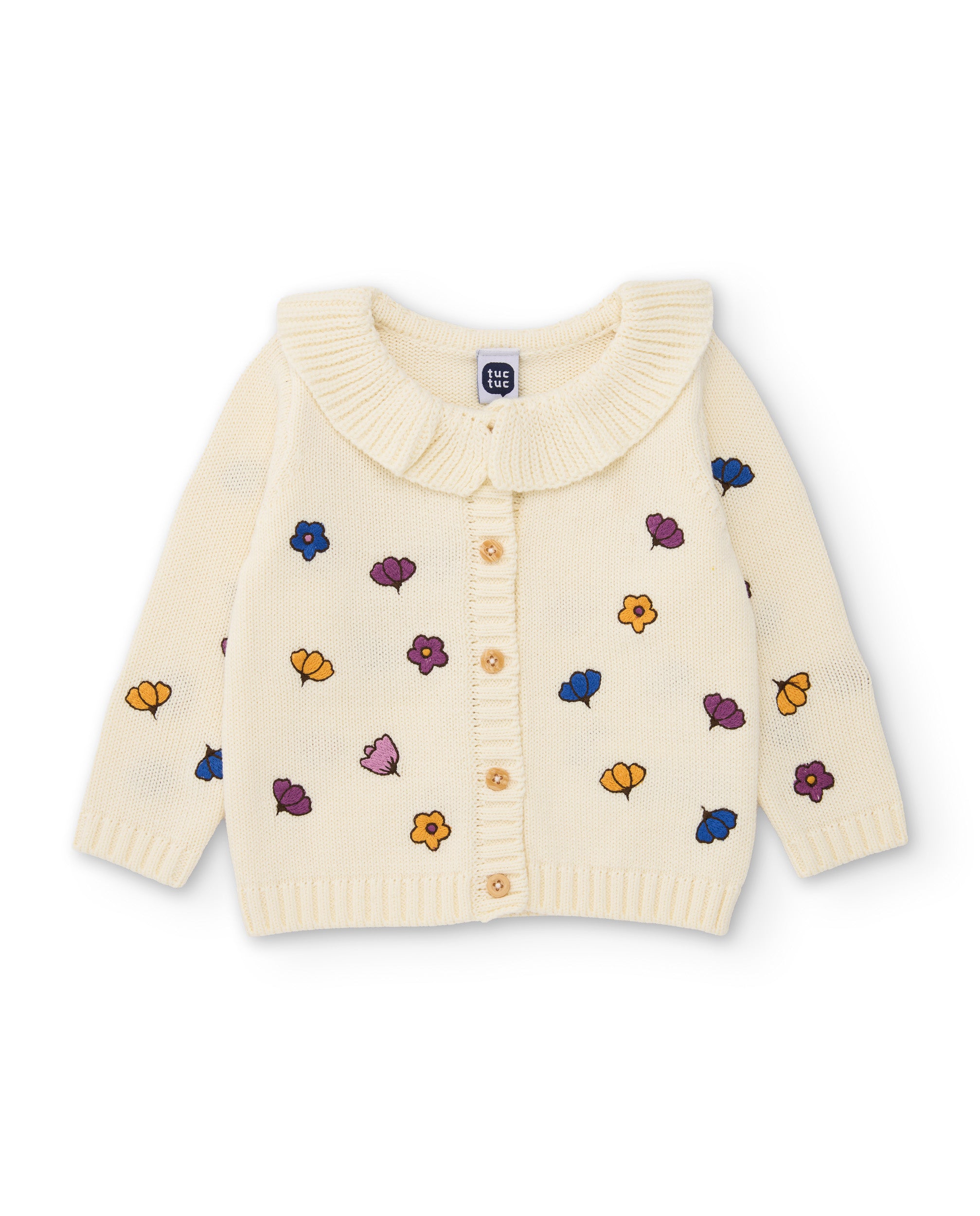Tuc Tuc Magic Foxy cardigan neonata crudo fiori maglia