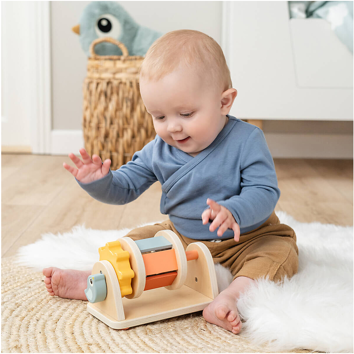 Done by Deer Tummy Time rullo sensoriale legno