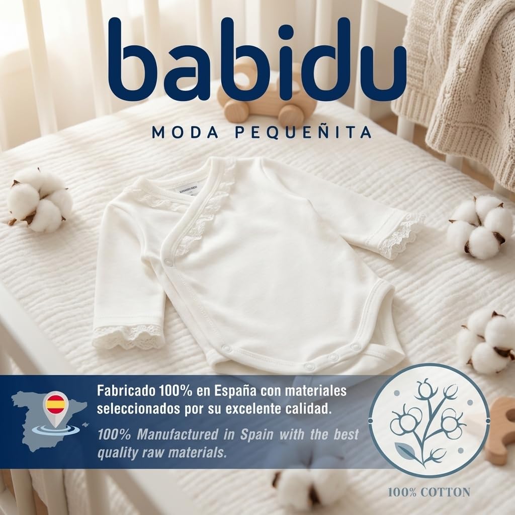 Babidu 1160 body incrociato neonato cotone pizzo 9-12 mesi