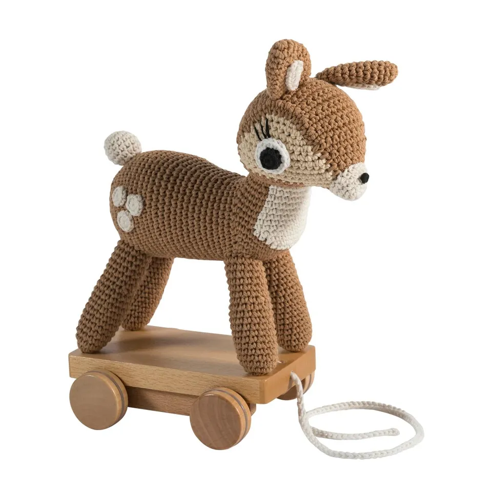 Sebra Forest cerbiatto su ruote trainabile uncinetto 26 cm