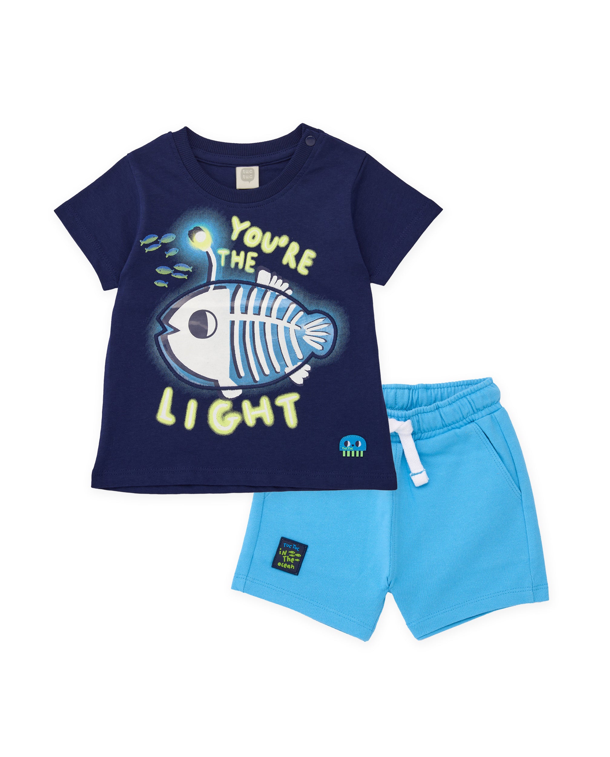 Tuc Tuc completo bambino pesce maglia + shorts blu