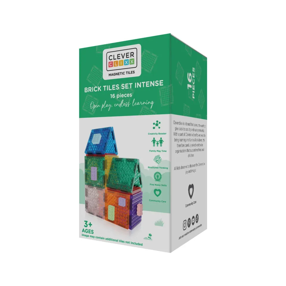 Cleverclixx Brick Tiles costruzioni magnetiche 16 pezzi