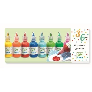 Djeco Set 8 Colori a Tempera con Tavolozza