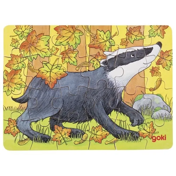 Goki Mini puzzle tasso puzzle legno 24 pezzi animali
