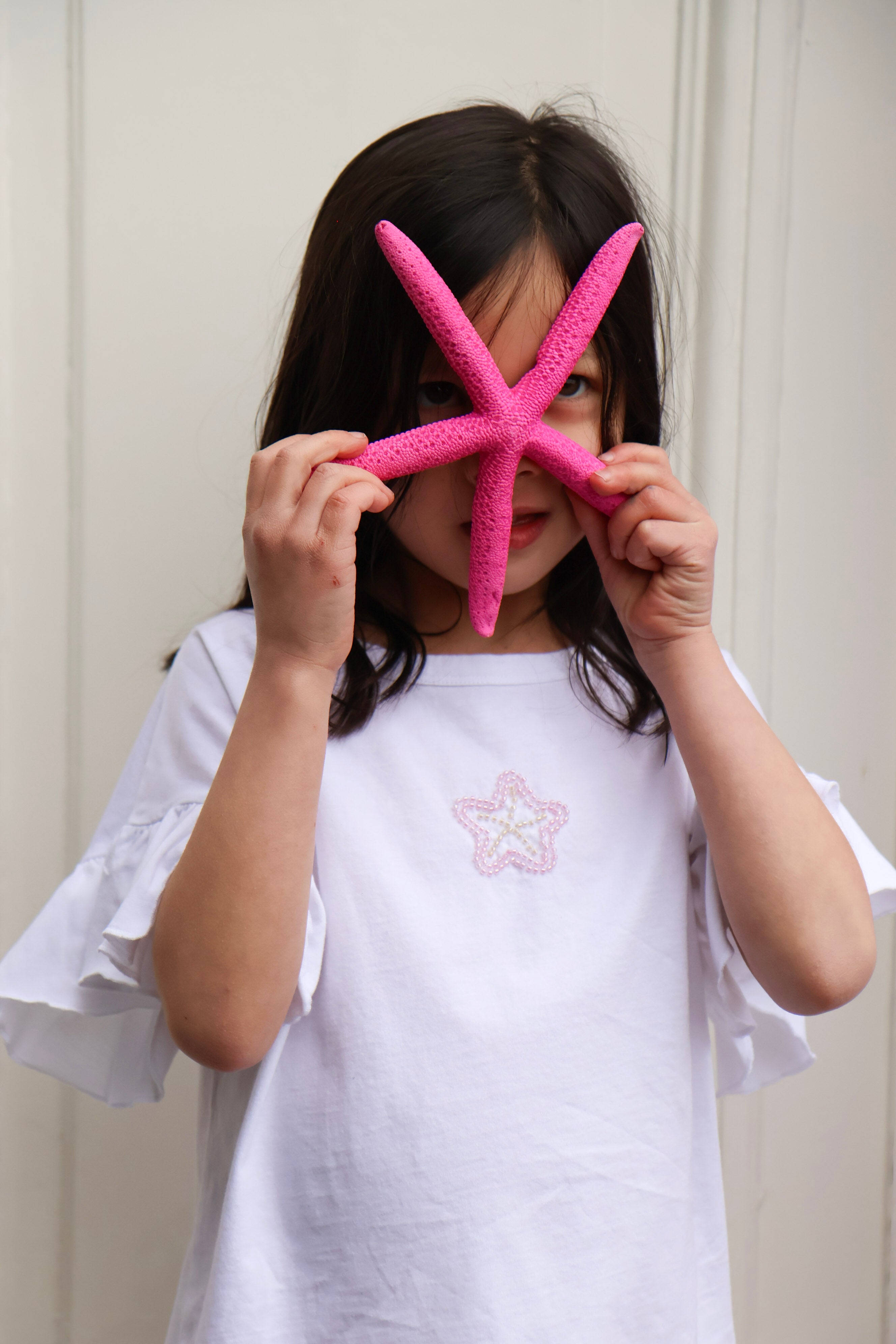Ella and Rapha Starfish t-shirt bimba bianca loose fit