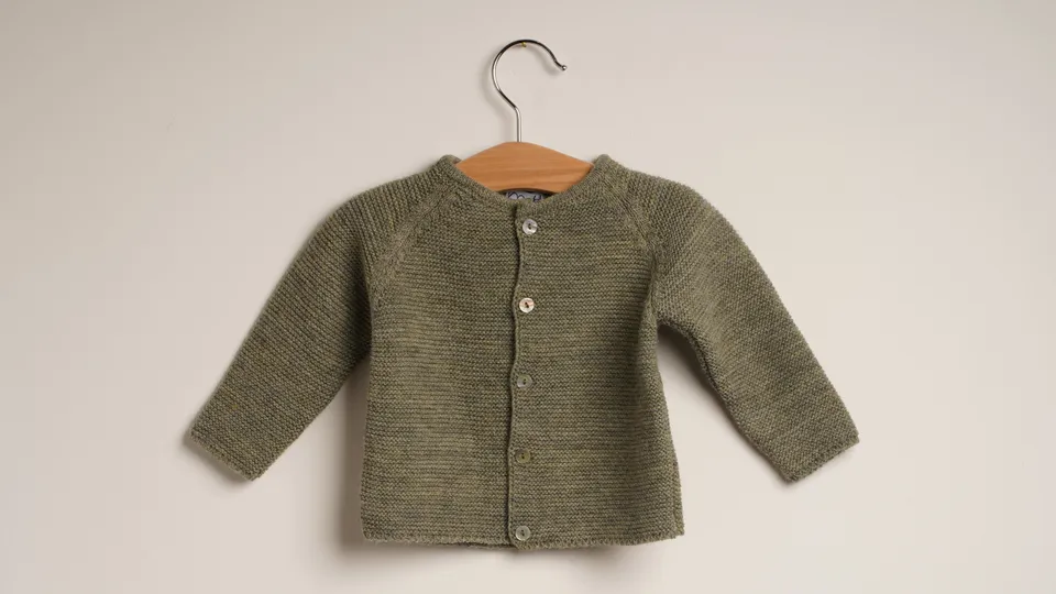 Mebi cardigan maglia neonato verde bosco bottoni madreperla