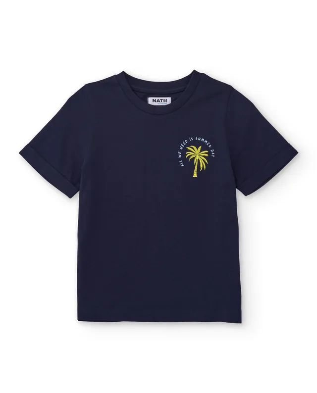 Tuc Tuc t-shirt bambino blu stampa palma manica corta