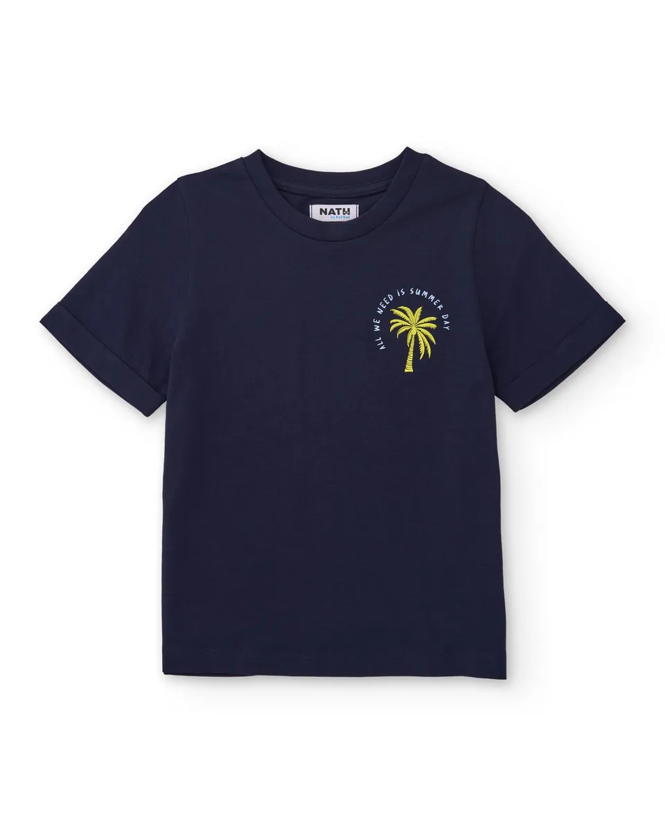 Tuc Tuc t-shirt bambino blu stampa palma manica corta