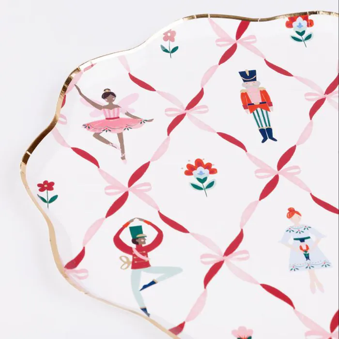 Meri Meri Schiaccianoci set 8 piatti grandi carta 27 cm