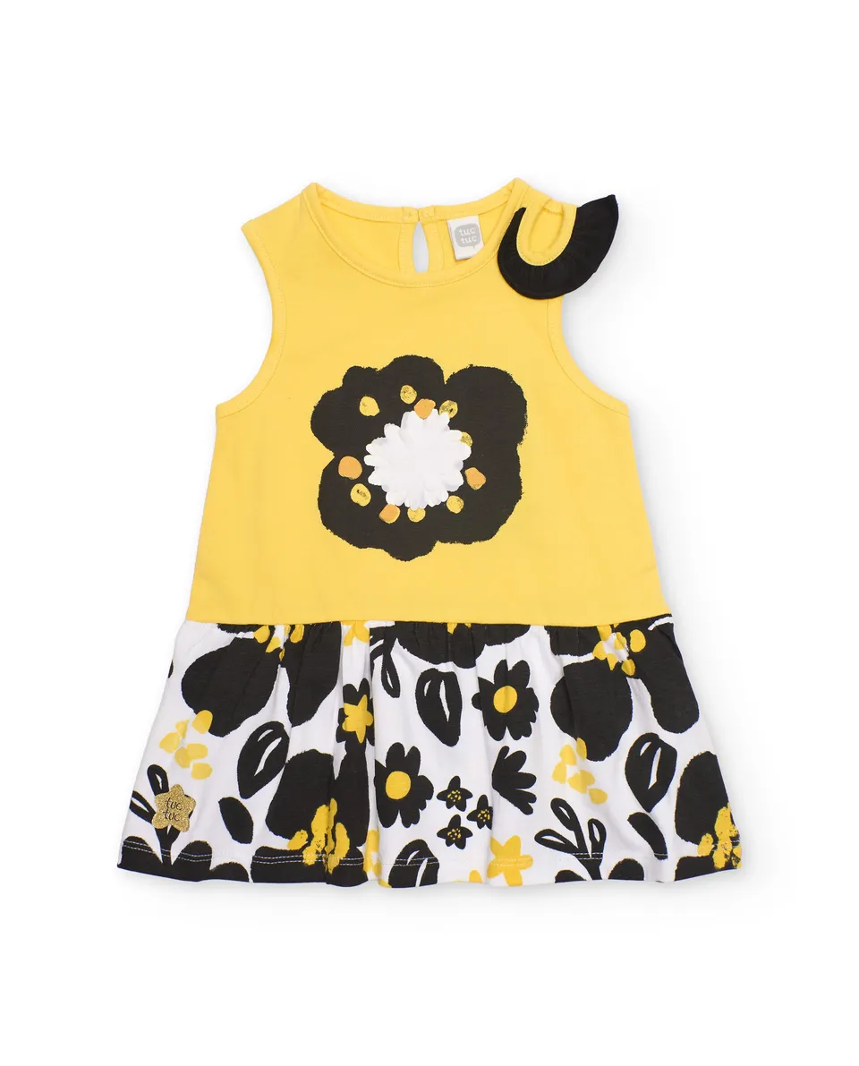 Tuc tuc Vestito bambina giallo con fiore applicato