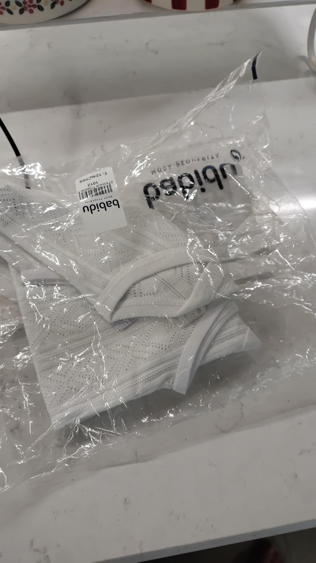 Babidu Perlé Body Spalline Sottili Cotone Bianco 18 Mesi